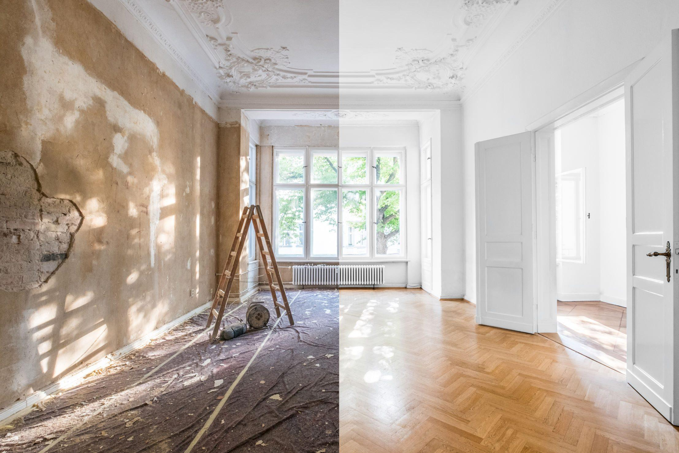 Before and after room renovation